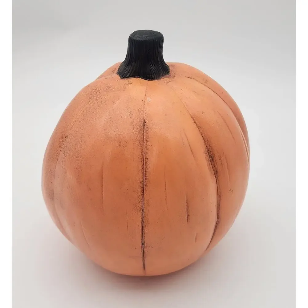 Vintage Ceramic Pumpkin with Teeth Scary Halloween Blow Mold Handmade 8